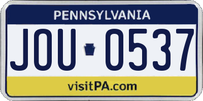 PA license plate JOU0537