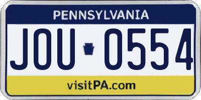 PA license plate JOU0554