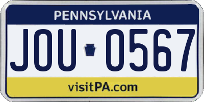 PA license plate JOU0567