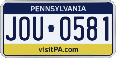 PA license plate JOU0581