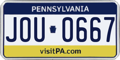 PA license plate JOU0667