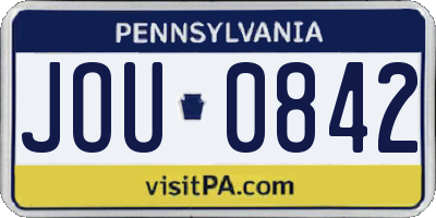PA license plate JOU0842
