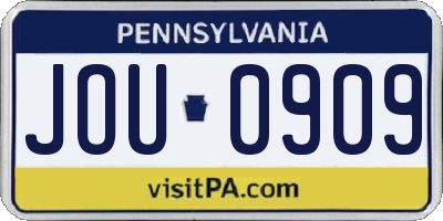 PA license plate JOU0909