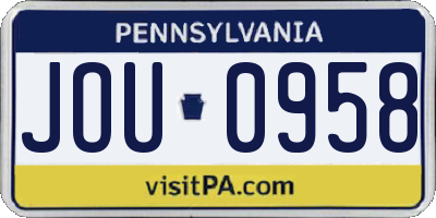 PA license plate JOU0958