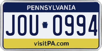 PA license plate JOU0994