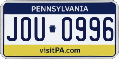 PA license plate JOU0996
