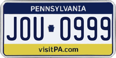PA license plate JOU0999