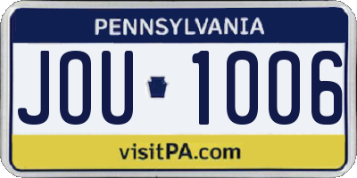 PA license plate JOU1006