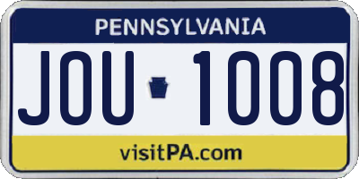PA license plate JOU1008