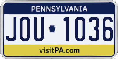 PA license plate JOU1036