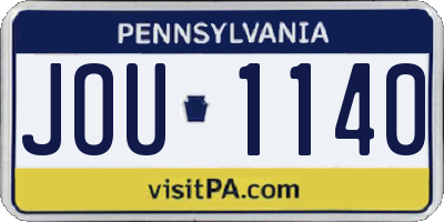 PA license plate JOU1140