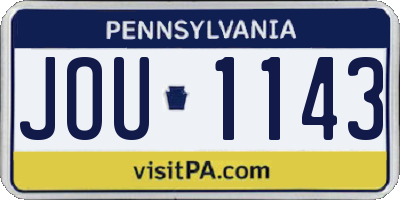 PA license plate JOU1143