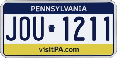 PA license plate JOU1211