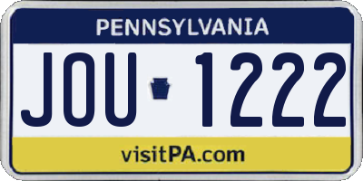 PA license plate JOU1222