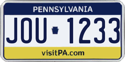 PA license plate JOU1233