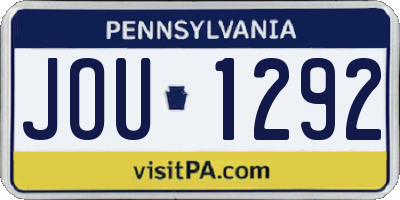 PA license plate JOU1292