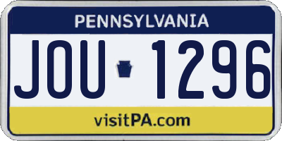 PA license plate JOU1296