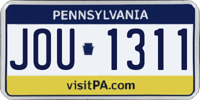 PA license plate JOU1311