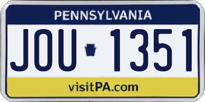 PA license plate JOU1351
