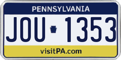 PA license plate JOU1353