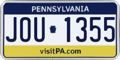 PA license plate JOU1355