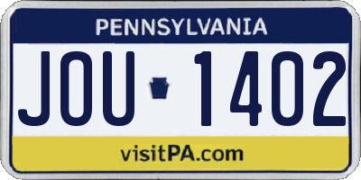 PA license plate JOU1402