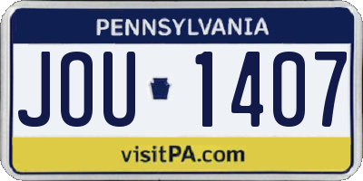 PA license plate JOU1407