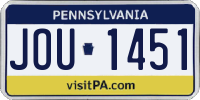 PA license plate JOU1451