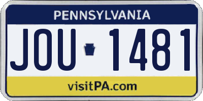 PA license plate JOU1481