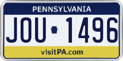PA license plate JOU1496