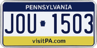 PA license plate JOU1503