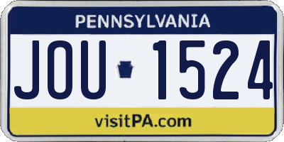 PA license plate JOU1524