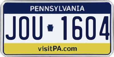PA license plate JOU1604