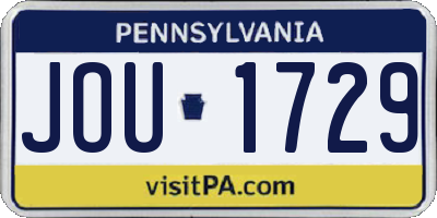 PA license plate JOU1729