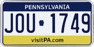 PA license plate JOU1749