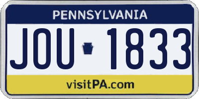 PA license plate JOU1833