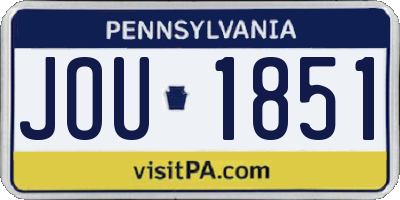 PA license plate JOU1851