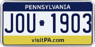 PA license plate JOU1903