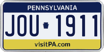 PA license plate JOU1911