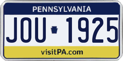 PA license plate JOU1925