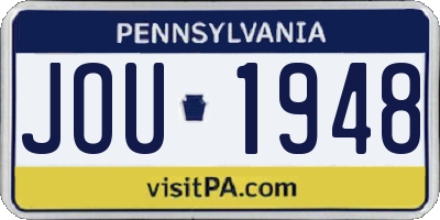 PA license plate JOU1948