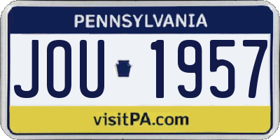 PA license plate JOU1957