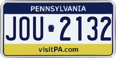 PA license plate JOU2132