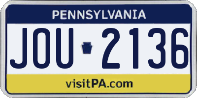 PA license plate JOU2136