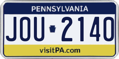 PA license plate JOU2140