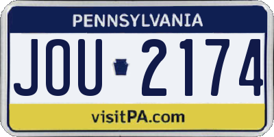 PA license plate JOU2174