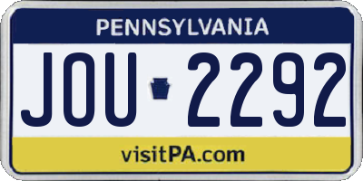 PA license plate JOU2292