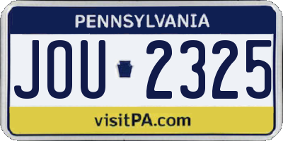 PA license plate JOU2325