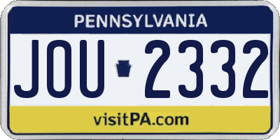 PA license plate JOU2332