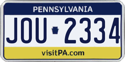 PA license plate JOU2334